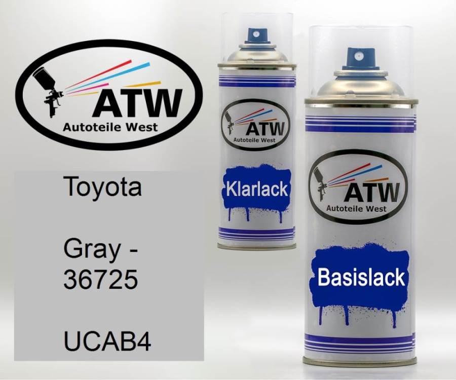 Toyota, Gray - 36725, UCAB4: 400ml Sprühdose + 400ml Klarlack - Set, von ATW Autoteile West.